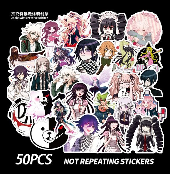 

50 pcs mixed danganronpa game waterproof skateboard sticker for car luggage guaitar skateboard phone lapbicycle moto graffiti stickers