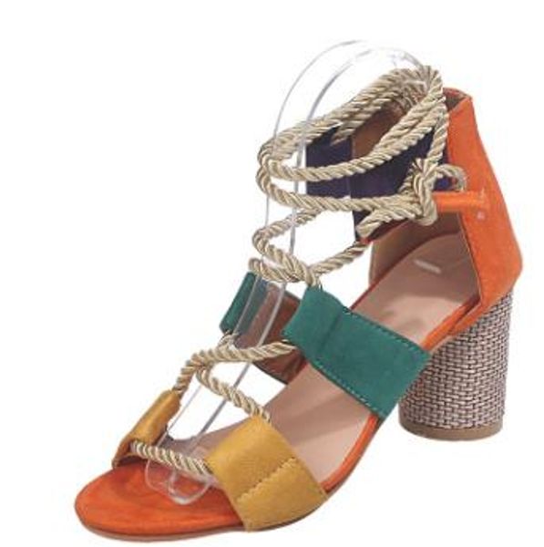 

ready to ship 2020 new popular women's shoes color block thick heel lace open toe color sandals, Black