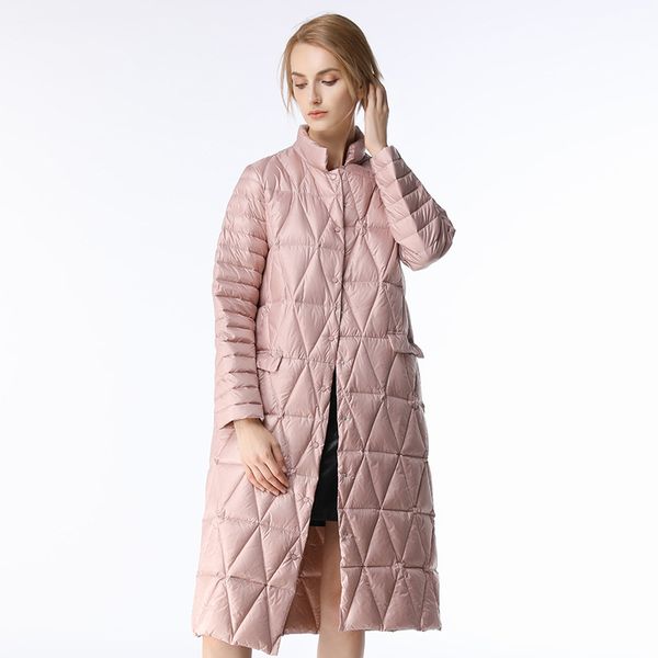 

2018 winter new thin women's down jacket women's two sides can wear long paragraph simple slim warm down jacket, Black