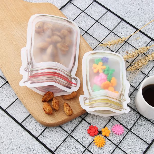 

portable mason jar zipper bags reusable snack saver bag leakproof food sandwich snack candy storage bag cookies mylar bags for travel kid