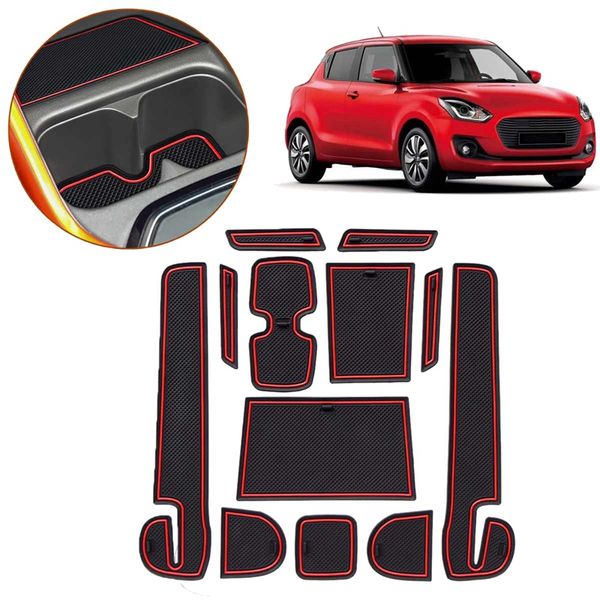 

for swift 2018 12pcs anti-slip non-slip rubber decorative cup holder sticker gate slot pad door groove mat