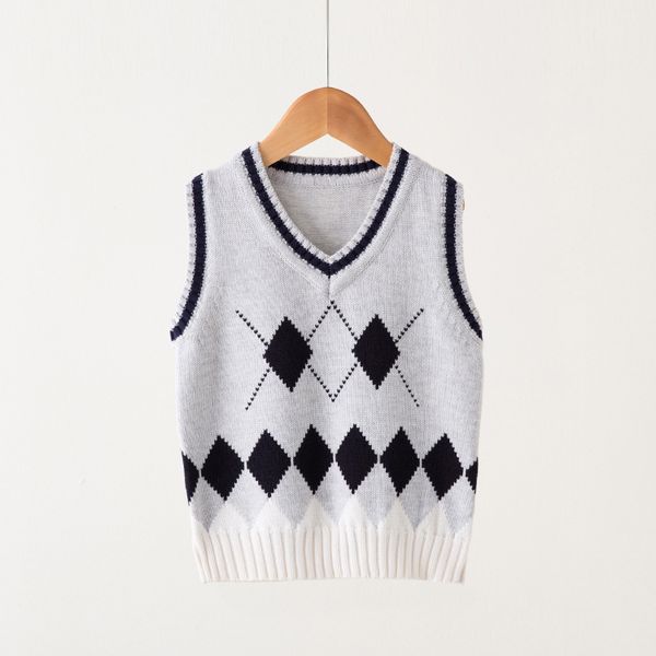 

childrenswear pure cotton 2019 autumn and winter new style korean-style men and women school uniform children's vest sweater bab, White