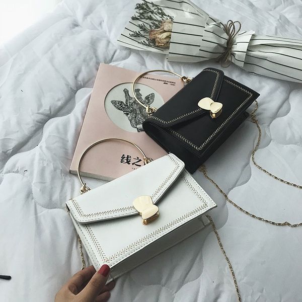 

new women's handbag solid color bags for women 2019 shoulder messenger bags fashion chain messenger small square pack