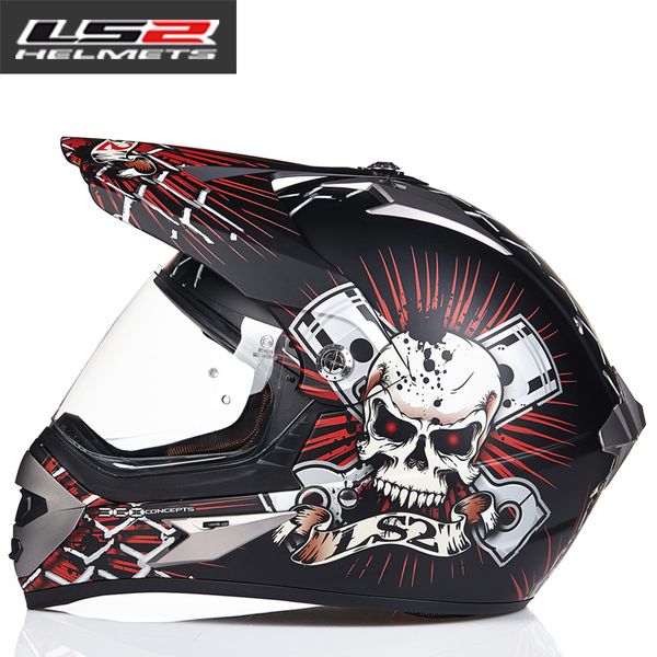 

original ls2 off-road motorcycle helmet dot windproof shield full face flip up motocross helmets for men women ece approved