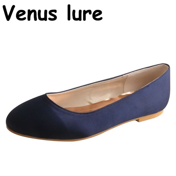 

23 colors women dressy navy blue flat shoes bridal pointed toe, Black