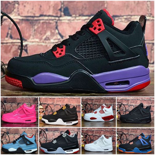 

new men jumpman 4 iv basketball shoes 4s white game royal orange blue multicolor tattoo red youth kids j4 sneakers tennis j4, Black
