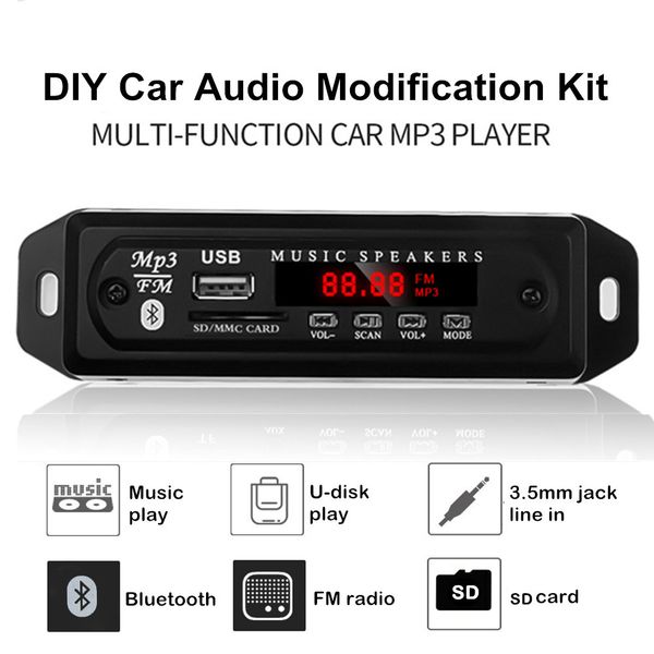 

12v car bluetooth mp3 player decoder board car fm radio module support fm sd usb aux adapter wireless music modification
