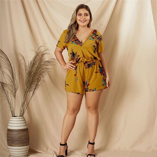 

plus size beach bohemian jumpsuits women short sleeve wide leg large size bodysuits 2020 summer casual rompers for ladies, Black;white