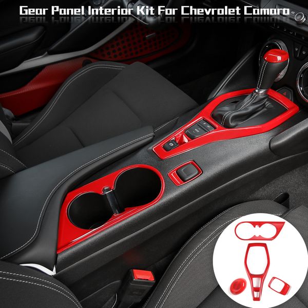 Decorazione del kit interno del pannello di posizione dell'ingranaggio rosso ABS per Chevrolet Camaro 2017 Accessori interni per auto di alta qualità