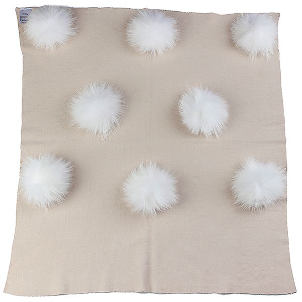 

warm wool swaddling blanket newborn baby travel sleeping bedding swaddles wrap birth gift with 8 13 cm real fur pompoms