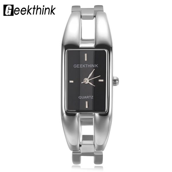 

geekthink fashion quartz watch women stainless steel female clock casual waterproof wristwatch relojes para mujer, Slivery;brown