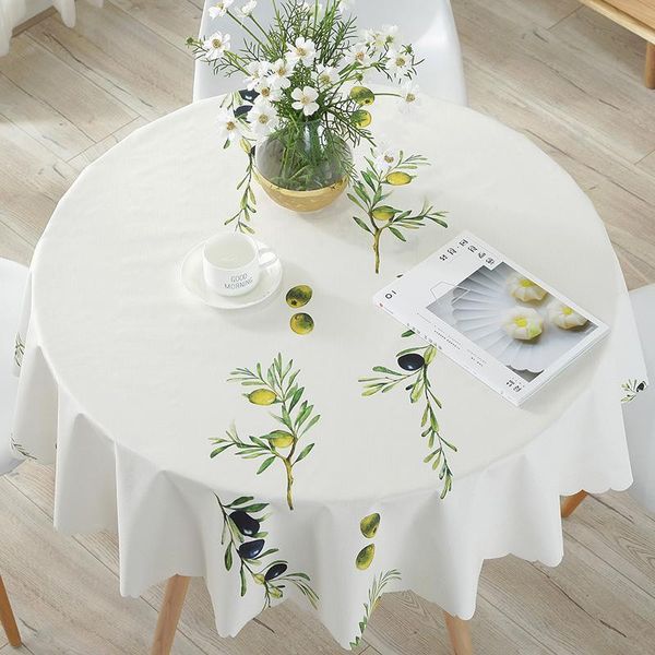 

green leaf printed round table cloth waterproof tablecloth home dining table cover for kithchen room oilproof washable y200421
