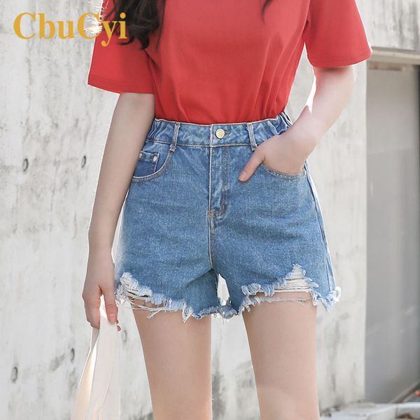 

women denim shorts plus size knickers summer loose high waist short jeans women casual hole ripped tassels cotton denim shorts, White;black