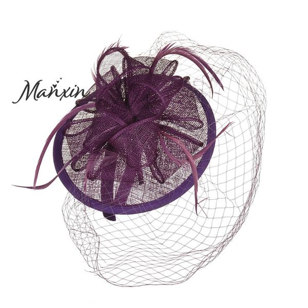 

womens european and american-style feather hat bridal mesh hair accessories party linen hat party hair accessories