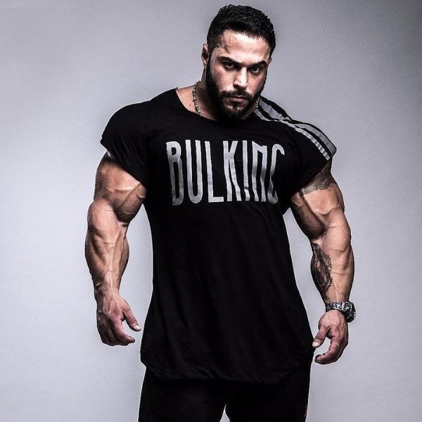 

sportswear muscle fitness men's brother sleeveless waistcoat loose-fitting t-shirt summer pure cotton elasticity western style t, Black;blue