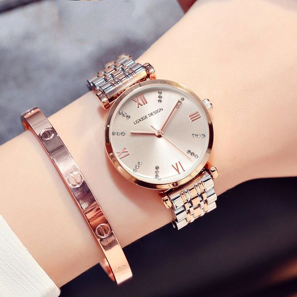 

simple watches women steel fashion watch diamond casual ladies wrist watch 2018 quartz clock for montre femme zegarek damski, Slivery;brown
