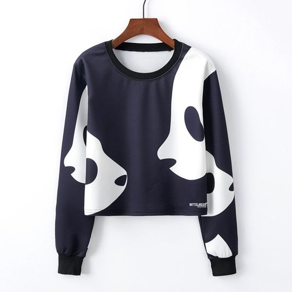 

woman sweatshirt pullovers panda print kawaii fashion casual loose o-neck jumper tracksuit friends pullover sudadera mujer 2019, Black