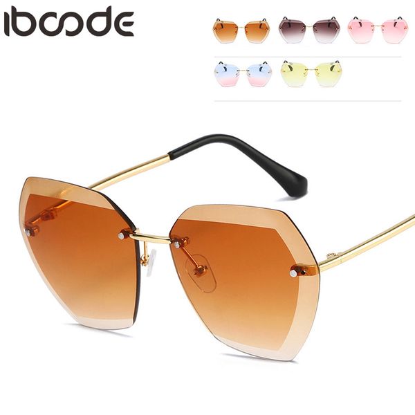 

iboode fashion 2019 rimless children sunglasses metal boys girl baby kids sun glasses uv400 gradient shades oculos gafas de sol, White;black