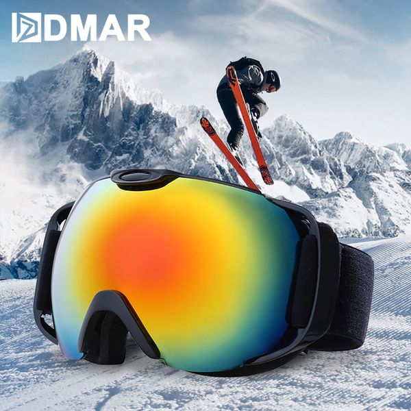 

dmar ski goggles spherical double layers warm anti-fog protection big lenses glasses women children men snow snowboard goggles