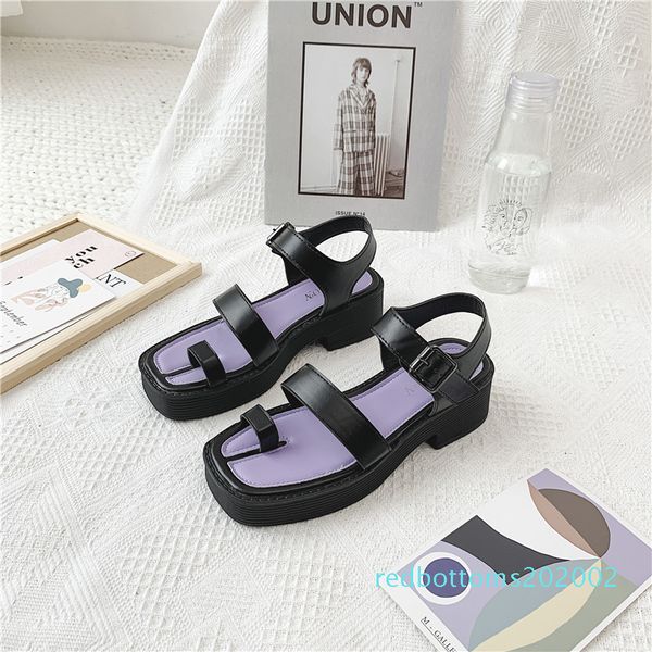 

all-match buckle strap 2020 sandals female shoe black shoes for women with heel espadrilles platform med clear heels r02