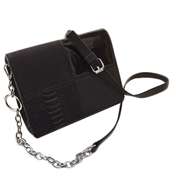 

european retro fashion square bag pu leather women's designer handbag splicing chain shoulder messenger bsgs