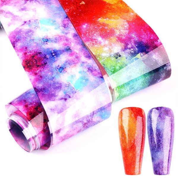 

gradient marble transfer sticker for nail foil pink blue paper shinning slider nail stripe wraps diy adhesive manicure ch1575, Black