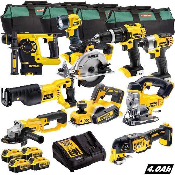 

Dewalt 18v xr cordle li ion 10pc mon ter kit with 4 x 4 0ah batterie charger
