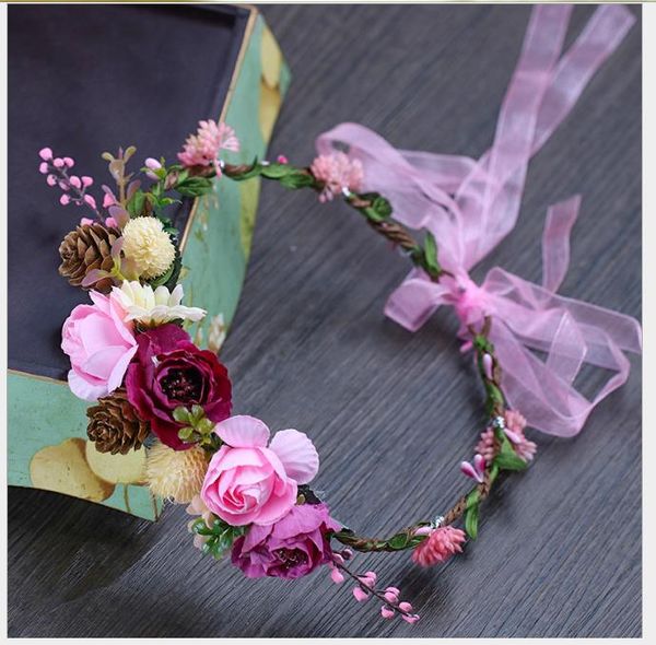 

new mori woman tree branch flower hair ring bridesmaid hair ornament, Slivery;golden