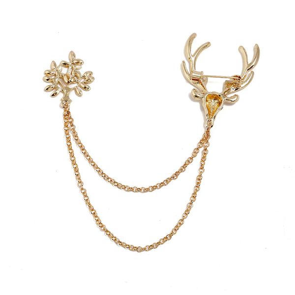 

wholesale-new euro-american retro diamond-inlaid christmas elk brooch pin antler deer brooch accessories festival gifts, Gray
