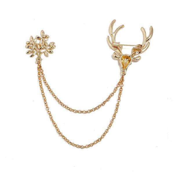 Wholesale-novo euro-americano retro diamante-embutido natal elk broche pin antler veado broche acessórios festival presentes