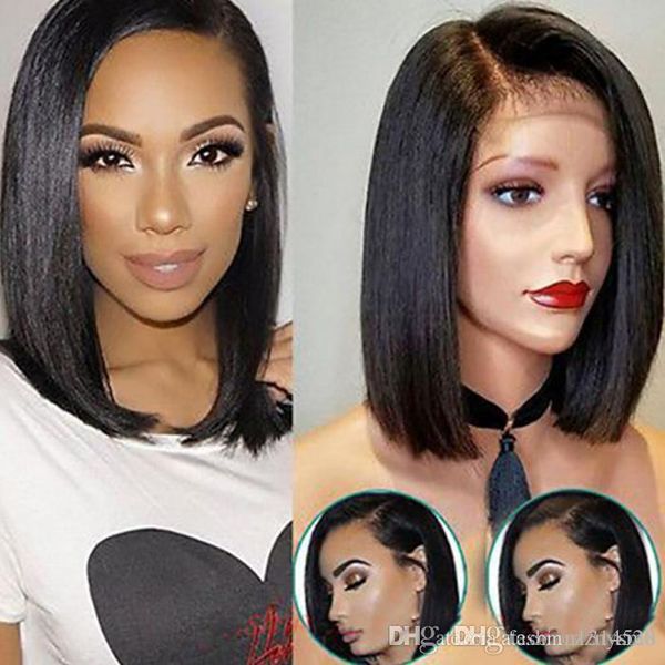 Bob Lace Front Human Hair Wigs With Baby Hair Pre Plucked