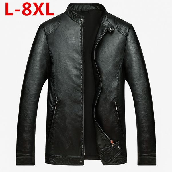 

plus size 8xl men's leather jacket design coat men casual motorcycle leather jacket mens veste en cuir jackets sheepskin, Black