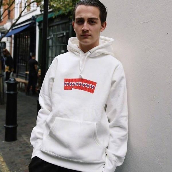 

supreme 18fw des x box logo толстовка с капюшоном с капюшоном роскошные повседневные уличные пары пуловер осень-зима толстовка свитер hfymwy, Black