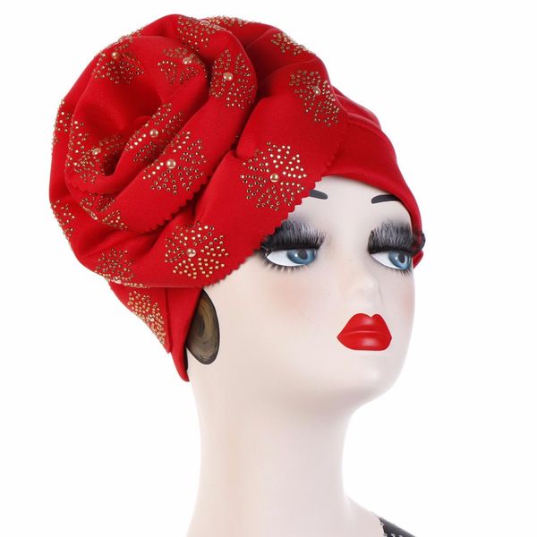 

fashion flower muslim hat solid head beanie women hat elegant rhinestones headwear lady india female cancer chemo hats, Blue;gray
