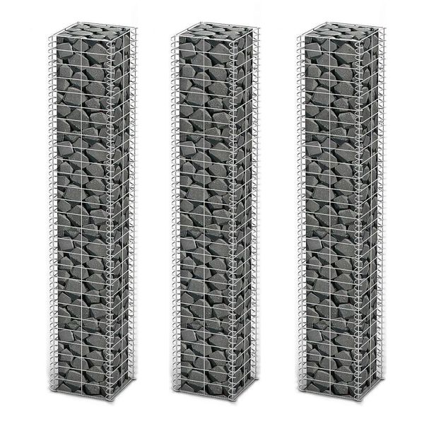

gabion set 3 pcs galvanised wire 25x25x150 cm garden sets