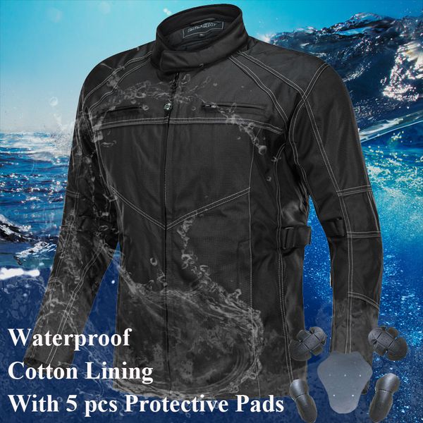 

lyschy motorcycle jacket summer winter body armor riding off-road racing sports jacket clothing with five protector guards black