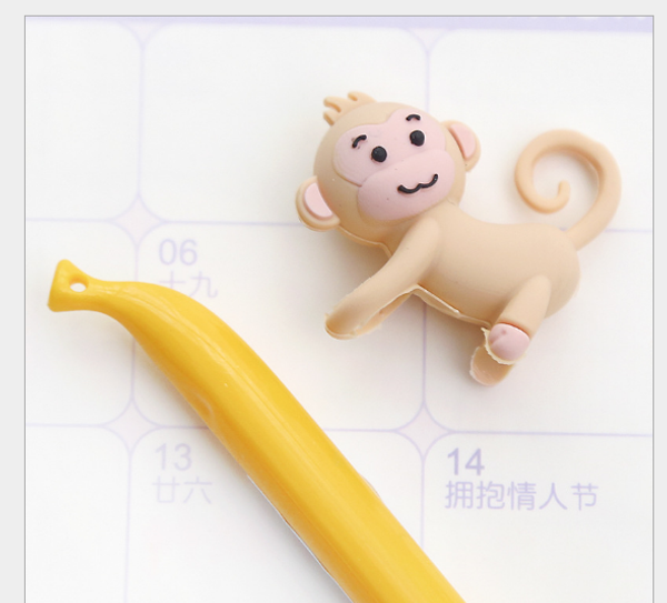 

72pcs/lot monkey gel pen wholesale 0.5mm banana black signature pen office stationery writing tool gp737