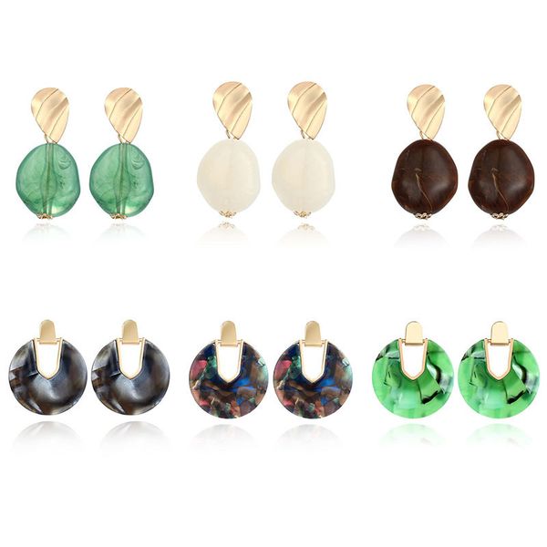 

2019 новый изысканный женский ацетат серьги акриловые черепаха мотаться серьги brincos геометрическая ювелирные изделия бесплатная доставка, Silver