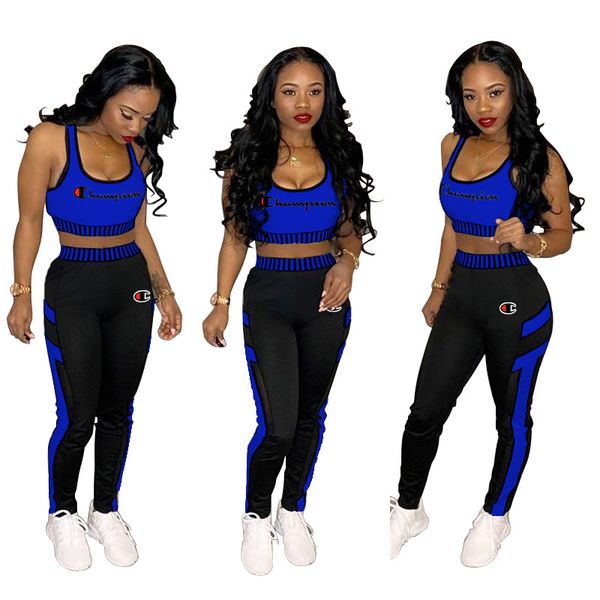 

Women champion embroidery letter track uit crop tank bra ve t pant 2 piece port uit leevele port wear jogging et new a42906