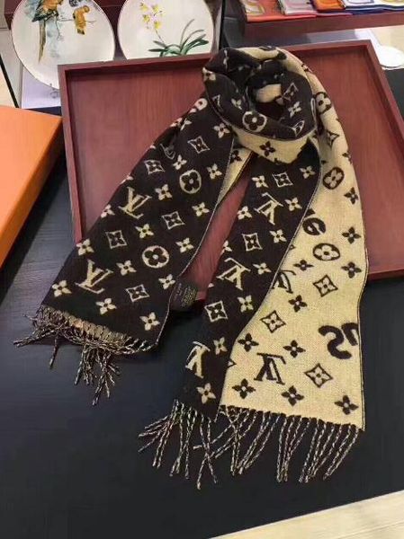 

winter cashmere scarf designer's classic style printed large-lattice scarf, high-quality wool brand louιs vuιtton scarf 200*7, Blue;gray