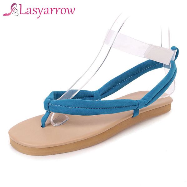 

lasyarrow women sandals flip flops flat shoes female round toe flat causal footwear lady summer beach sandals red orange size, Black