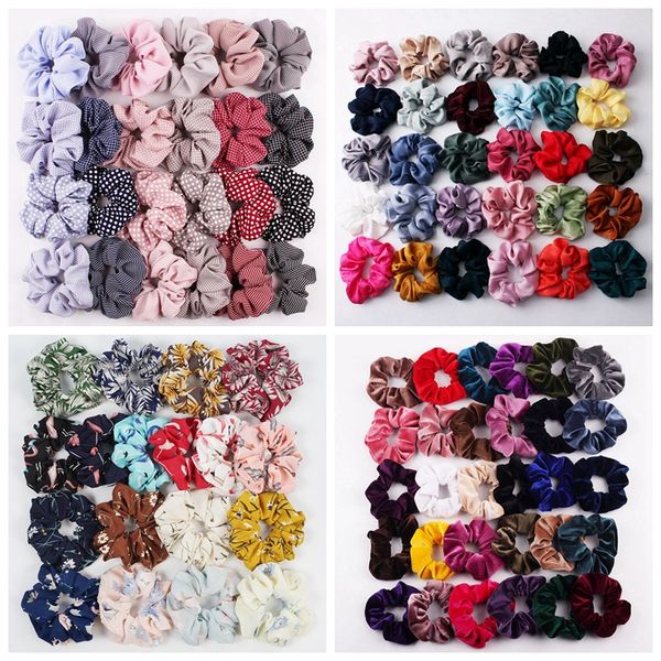 

scrunchies headdress large intestine hair ties ropes elastic wide hairbands girls ponytail holder xmas hair accessories 118 designs dw2114, Slivery;white