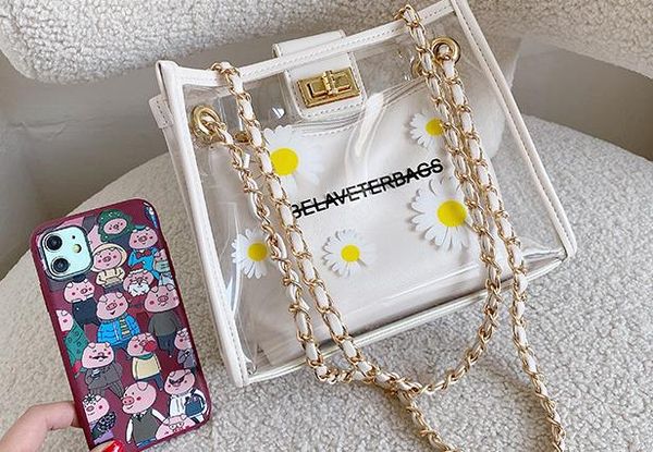 

transparent mother and daughter bag female 2020 new arrival korean version of the small wave of daisy shoulder messenger bag
