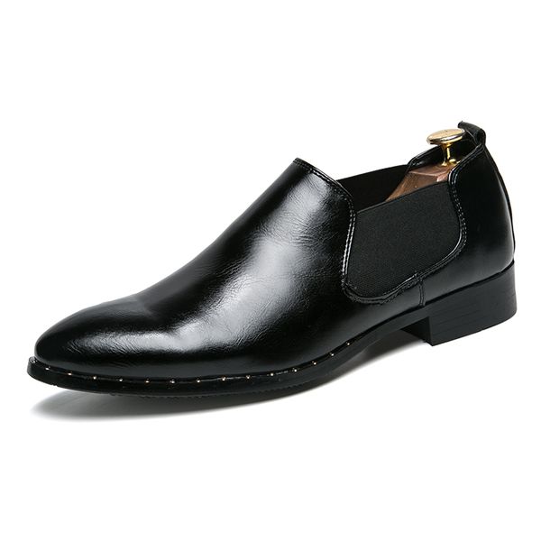 

classic business men's dress shoes fashion elegant formal wedding shoes men slip on office leather black flats %219-1