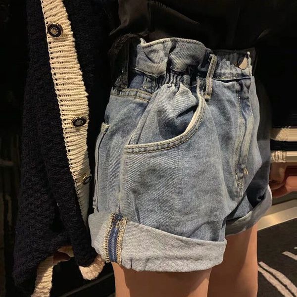

women's jeans door to buy on sb's behalf in the summer of 2021 wide-legged loose jean shorts since waist xuan with ladies, Blue