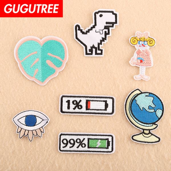 

gugutree один набор вышивки листьев глаза любовь сердца патчи земля патч животных жетоны аппликации патчи для одежды дк-87, Black