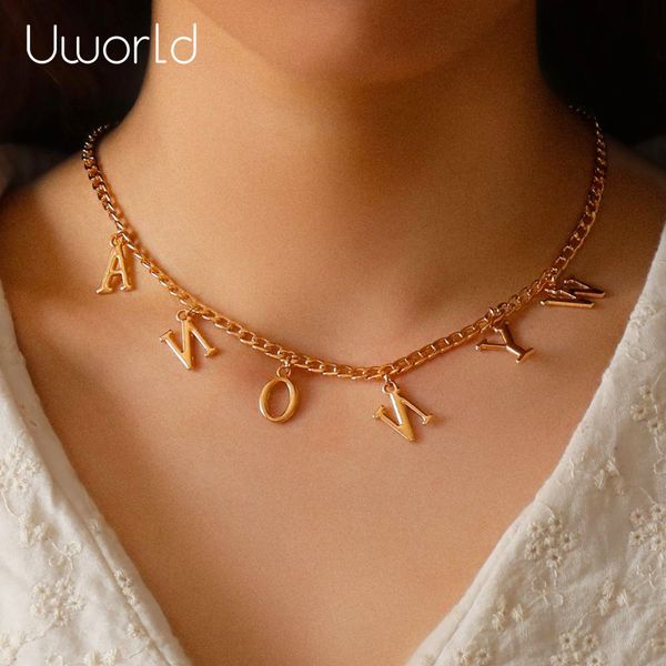 

personalize gold name necklace with letter custom chain necklaces for women girl font pendant choker wholesale dropshipping, Golden;silver