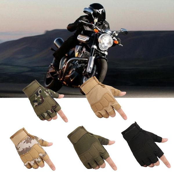 

motorcycle gloves hard knuckle motorbike motocross gloves luva biker racing ridding cycling half finger moto protective men, Black