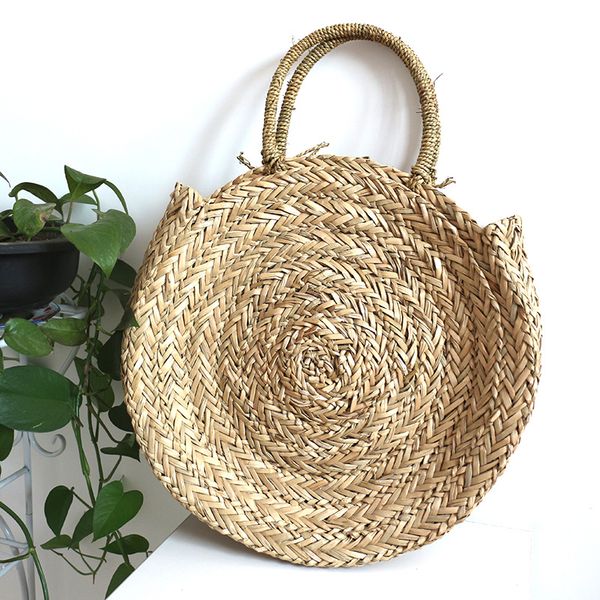 

big circle straw bag women beach bags for summer large women messenger bag vintage travel handbags ladies tote