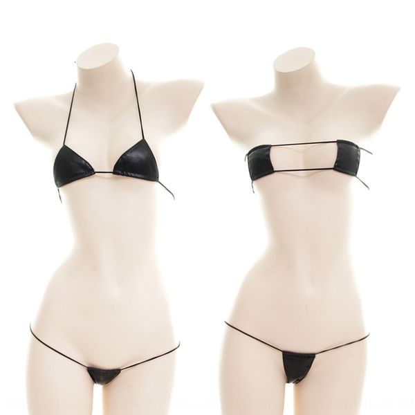 

super small three-point bikini patent leather belt bikini underpants and underwear suit women's underwear, White;black